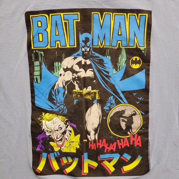 Retro BATMAN JOKER DC Comics Shirt Size LARGE Blue Killing Joke Bruce Wayne - Picture 5 of 7